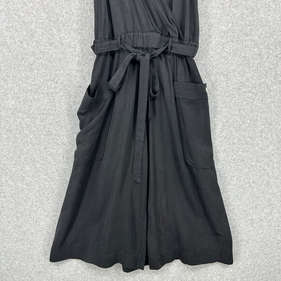 Elevenses Jumpsuit Womens 2 Black Anthropologie Sable Romper Cropped Wide Leg - Picture 3 of 11